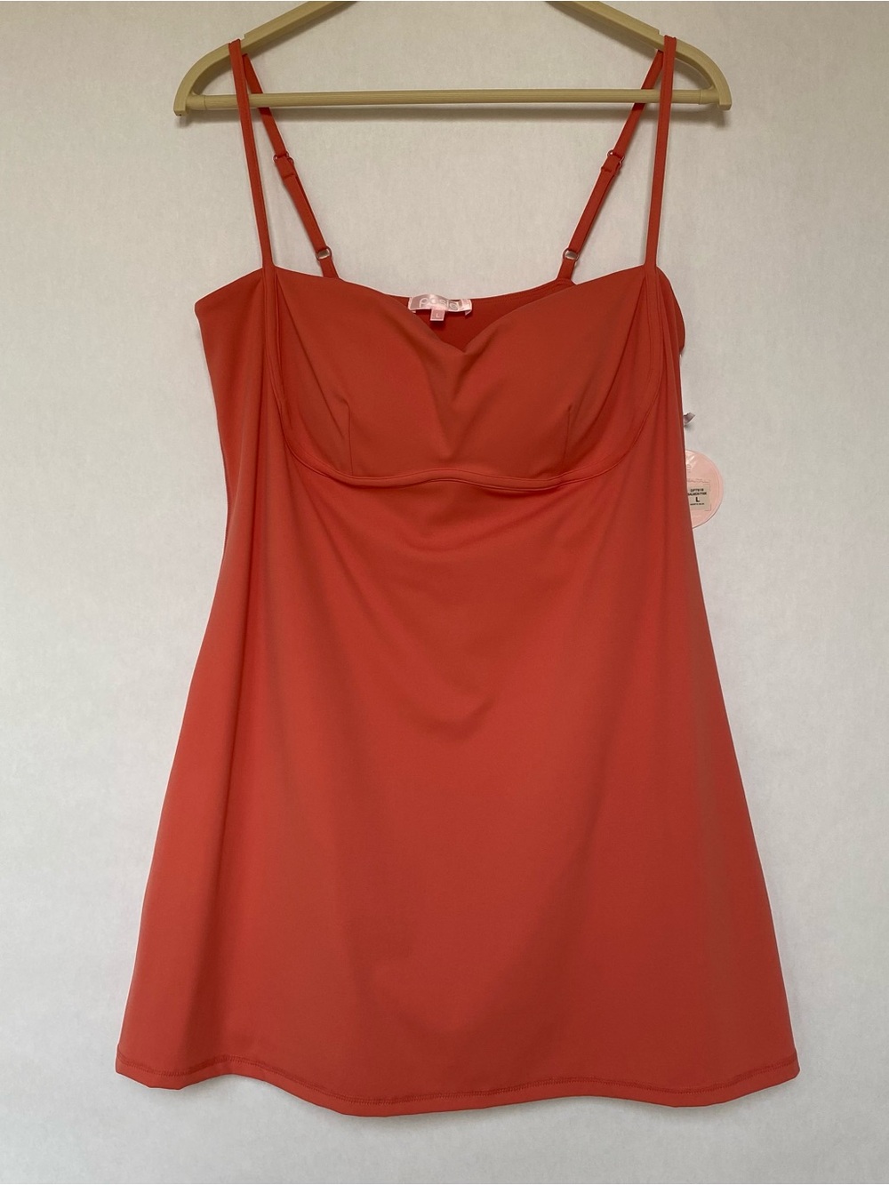 Posie Active Salmon Pink Tennis Dress Built-In Shorts Travel Resort Pickleball L - Picture 2 of 15